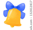 Illustration of a Christmas bell with a blue ribbon 132812817