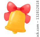 Illustration of a Christmas bell with a red ribbon 132812818