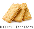 Three sandwich cookies close-up on a white. Isolated 132813275