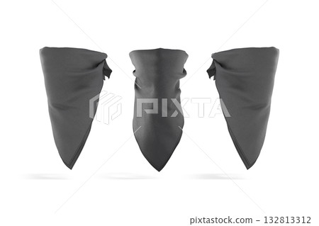 Blank black bandana neck wrap mockup, front and side view 132813312