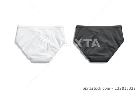 Blank black and white women briefs underwear mockup, back view 132813322