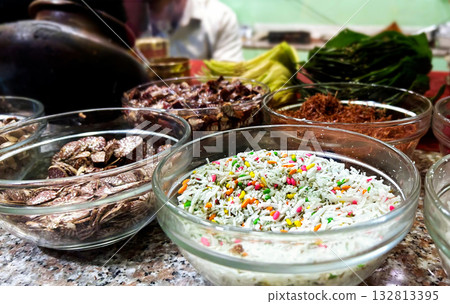 Traditional Indian Paan Ingredients Display, Colorful Mukhwas an 132813395