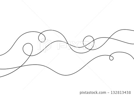 Wavy doodle lines, curved background, black and white graphic design 132813438