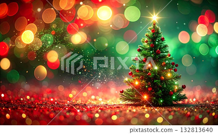 Illustration of a sparkling Christmas tree 132813640