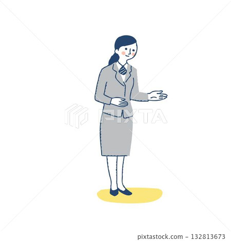 A lady in a suit to show guidance 132813673