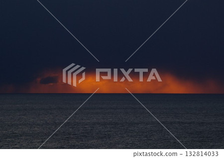 Orange afterimage of the setting sun on the west side of Cape Erimo 1 Orange afterimage of the setting sun on the west side of Cape Erimo 1 132814033