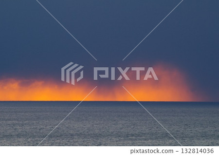Orange afterimage of the setting sun on the west side of Cape Erimo 4 132814036