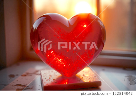 Red glass heart 132814042