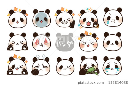 Cute panda emoji set Cute panda emoji set 132814088