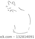 Simple and stylish line drawing of a cat 132814091