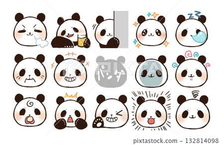 Cute panda emoji set 132814098