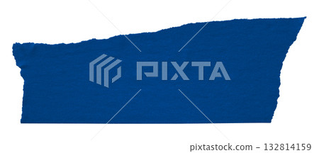 blue crumpled torn tape isolated on transparent background. 132814159