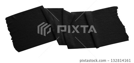 black crumpled torn tape isolated on transparent background. black crumpled torn tape isolated on transparent background. 132814161