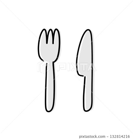 簡單的刀叉插圖 132814216