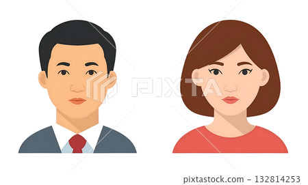 男性和女性臉部插圖 132814253