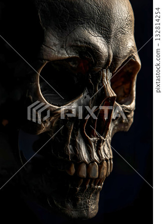 Creepy skull profile in the dark 132814254