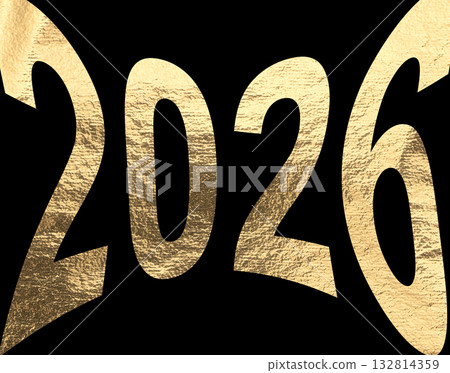 2026 new year celebration design. Golden metallic numbers with pearlescent glow, bright light and 2026 new year celebration design. Golden metallic numbers with pearlescent glow, bright light and 132814359