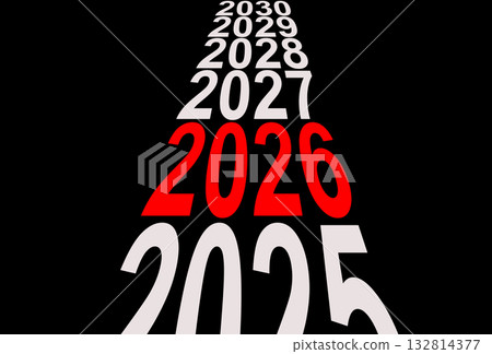 2026 timeline concept. Abstract modern design showing transition from 2025 to 2027 symbolizing 2026 timeline concept. Abstract modern design showing transition from 2025 to 2027 symbolizing 132814377