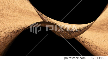 Foil gold background texture. Shiny metallic surface with holographic light effect, crumpled pattern 132814439