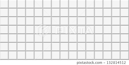 White tile wall. Ceramic tiles background. Square textured surface for clean bathroom, kitchen, medical facilities, restaurant interior. Vector seamless tiled pattern 132814512