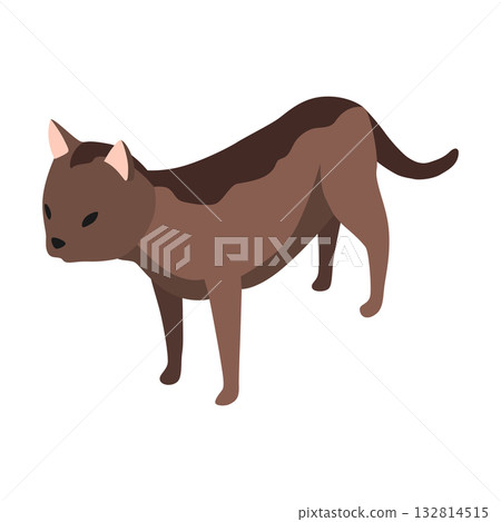Farm animal isometric. Domestic animal in 3d flat back and front view. Cute game character of cat. Vector icon 132814515