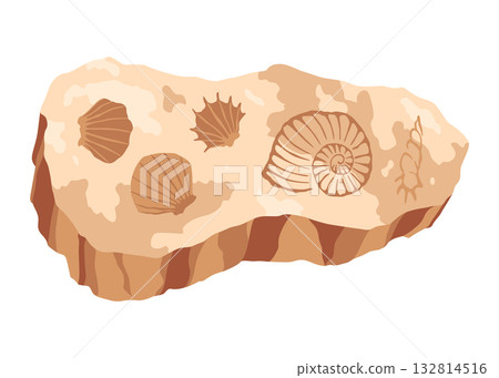 Dinosaur fossil skeleton bones, excavations of archeology isolated. Prehistoric reptile skeletons lying underground. Cartoon paleontological artifact 132814516