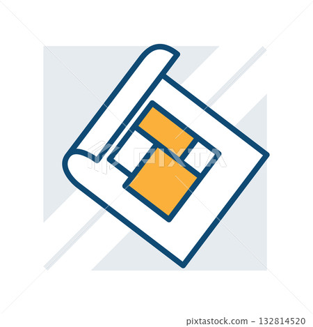 Blueprint Design Icon Illustrating a Variety of Geometric Shapes in a Creative Manner 132814520