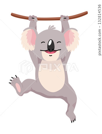 Cute koala hanging from a tree in a vibrant style Cute koala hanging from a tree in a vibrant style 132814536