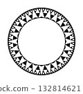 Round Polynesian Maori geometrical round border frame design. 132814621