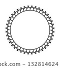 Round Polynesian Maori geometrical round border frame design. 132814624