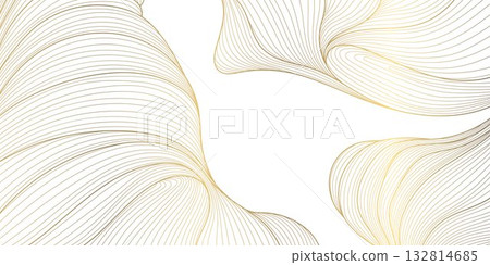 Elegant vector abstract golden wave background, smooth lines and soft gradients, luxurious flowing design. Modern presentations, packaging, banners, premium templates. 132814685