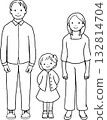 Illustration of a father, mother and daughter. Line drawing. 132814704