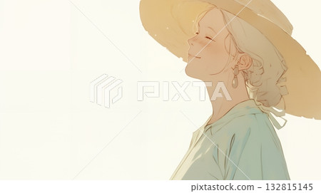 戴著帽子的老婦人 132815145