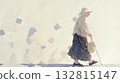 An elderly woman walking happily 132815147