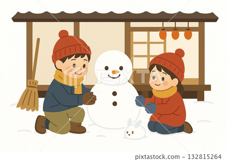 Snowman and child Snowman and child 132815264