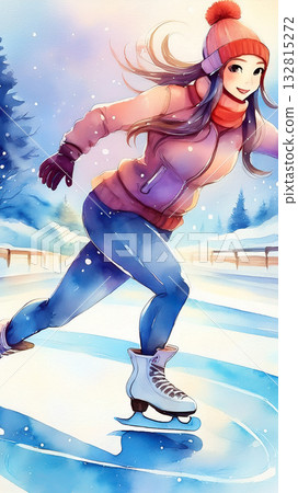 滑冰 *智慧型手機背景素材（寬高比 9:16） 132815272
