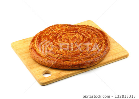 Turkish ramadan pita bread, isolated on white background Turkish ramadan pita bread, isolated on white background 132815313