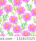 Seamless pattern with pink cosmos flowers on a white background Seamless pattern with pink cosmos flowers on a white background 132815325