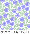 Watercolor seamless pattern with blue flowers on a white background Watercolor seamless pattern with blue flowers on a white background 132815331