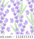 Watercolor seamless pattern with lavender flowers on a white background Watercolor seamless pattern with lavender flowers on a white background 132815333