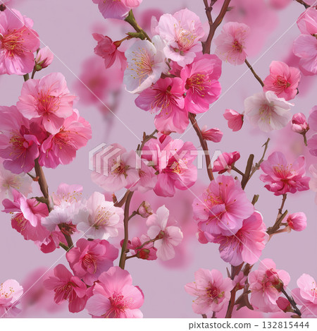 Pink plum blossom branch seamless pattern Pink plum blossom branch seamless pattern 132815444
