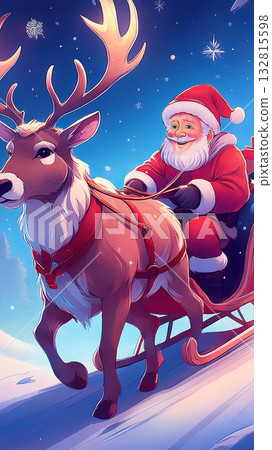 聖誕老人聖誕節*智慧型手機背景素材（寬高比 9:16） 132815598