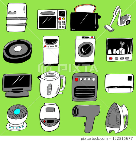 Illustration set of simple home appliances 132815677