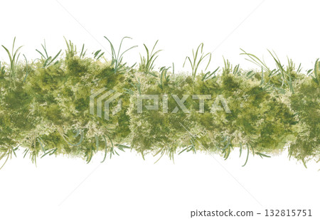 Endless Meadow Grass Texture watercolor isolated. Spring green seamless border with greenery. Botanical repeated foliage background for textile, design farmhouse style, scrapbooking, packaging. Endless Meadow Grass Texture watercolor isolated. Spring green seamless border with greenery. Botanical repeated foliage background for textile, design farmhouse style, scrapbooking, packaging. 132815751