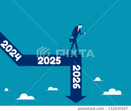 2026. Businessman finding graph on 2026 132816307