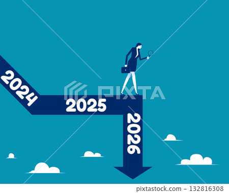 2026. Businessman finding graph on 2026 132816308