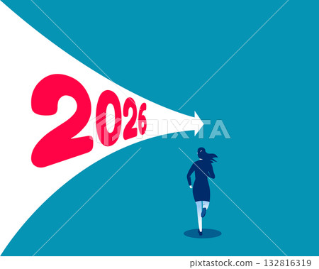 2026. Businesswoman runnin to 2026 132816319