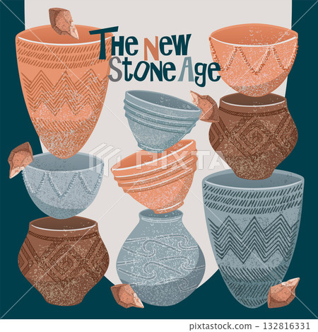 The New Stone Age Neolithic Artifact Vector Illustration The New Stone Age Neolithic Artifact Vector Illustration 132816331