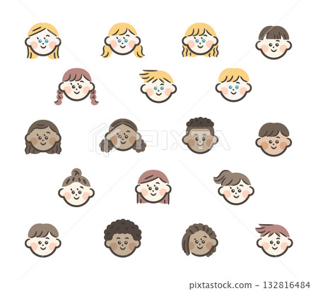 Children of the world icon set 132816484