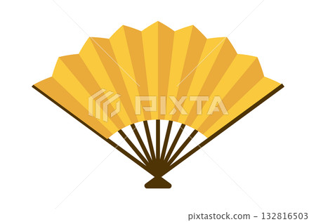 簡單的金扇插畫素材 132816503